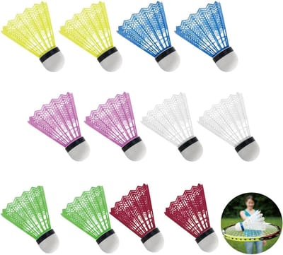 Nylon Badmintonballen - Kunststof Shuttles - Sport Training Spel - Zes Kleuren Set - 12 Stuks - Multikleurig