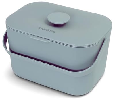 Biologische Keukenafvalbak 5 Liter - Composteerbare Afvalbak, Vaatwasmachinebestendig, Geurvrij, Met Zeef en Ergonomische Handgreep