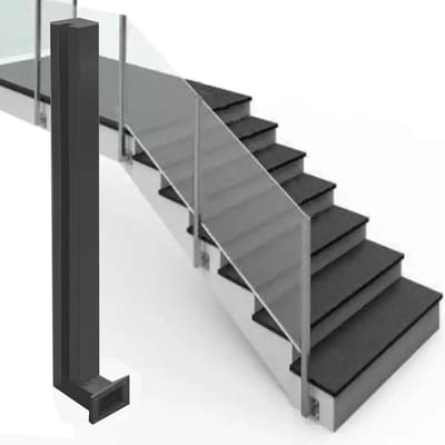 RVS Baluster Paal - Zijmontage Kolom - Glazenhekken Monteren - 304 Roestvrij Staal - 60cm Hoog - Zilverkleurig