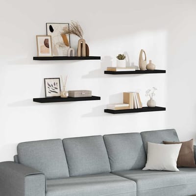 vidaXL - Wandschappen - zwevend - 4 - st - 80x23,5x3,8 - cm - MDF - zwart