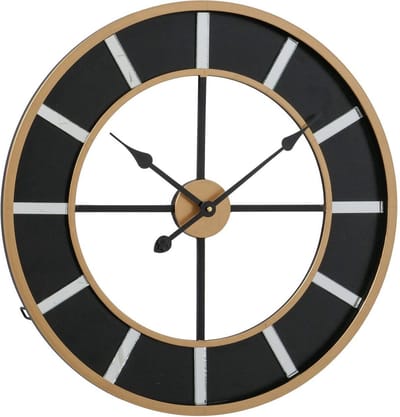 Klok - Wandklok - Ø 60cm - Metaal - Spiegel streepjes - industrieel - Goud - Grijs-zwart