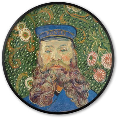 Poster in lijst Rond - Fotolijst 60x60 cm - Posters - Portret van postbode Joseph Roulin - Vincent van Gogh - Ronde posterlijst zwart - Decoratie - Wanddecoratie woonkamer - Muurdecoratie slaapkamer