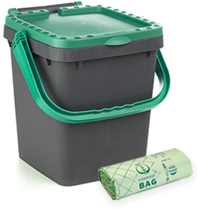 Afvalemmer 'Ecoplus' - 20 liter - Met rol CompostBag - Gft afvalbakje - Donkergroen