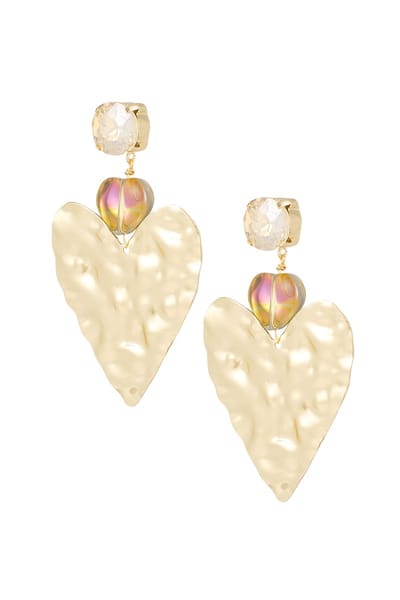 Oorbellen Statement Big Love - Hart - Crystal - Roze/Goud