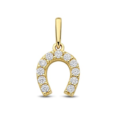 New Bling - 9NBG-0926 - 14K geelgouden Hanger – Hoefijzer met Zirkonia – Dames Hanger