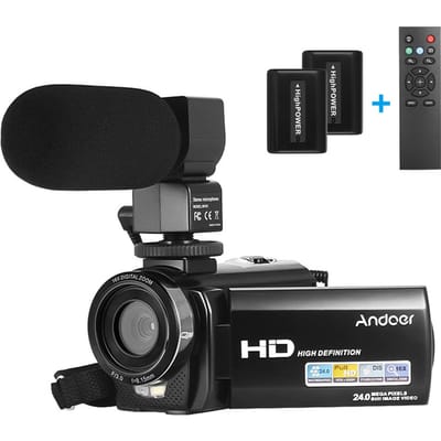 Andoer HDV-201LM 1080P FHD Digitale Videocamera Camcorder DV Recorder 24MP 16x Digitale Zoom 3.0 Inch LCD-scherm Bundle 4