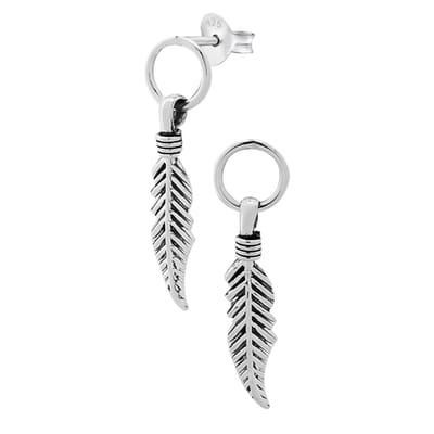 WeLoveSilver - zilveren oorstekers - cirkel met hangend veertje
