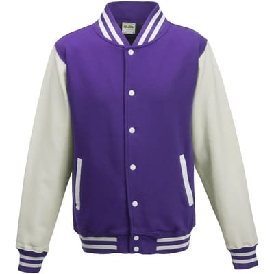 Just Hoods - Varsity Kinder Hoodie - Purple/White maat 9/11 (L)