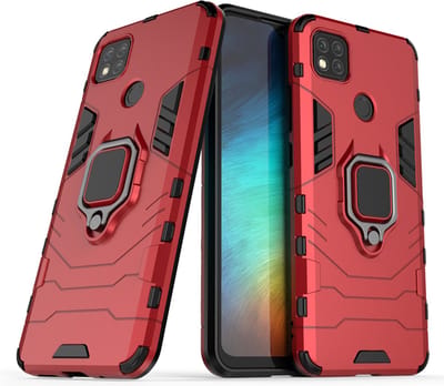 MobyDefend Hoesje - Geschikt voor Xiaomi Redmi 10A - Dubbelgelaagde Pantsercase Met Standaard - Rood