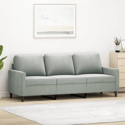 vidaXL - Driezitsbank - 180 - cm - fluweel - lichtgrijs