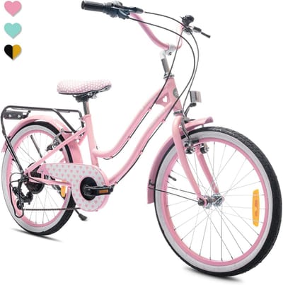Meisjesfiets 20 inch voor 6 tot 10 jaar - 6 versnellingen, verstelbaar en veilig