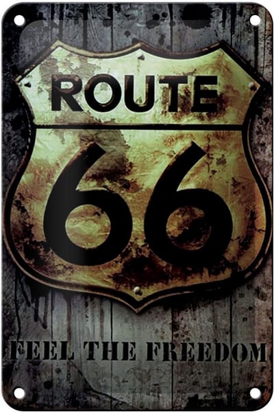 Blechschild Retro 12x18cm route 66 feel the freedom