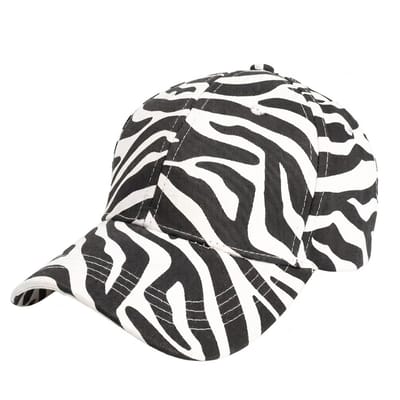 Zwart wit zebra print baseball pet dames en heren – cap met dierenprint en gebogen klep – verstelbare casual baseball pet met zebra patroon – zwart witte pet voor outdoor en dagelijks gebruik
