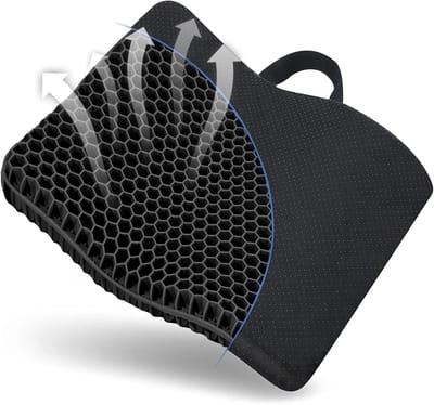 Gel Zitkussen - Gelkussen - Orthopedisch Zitkussen - Met Anti-Slip Overtrek - Met Innovatieve Honingraatconstructie - Gelkussen voor Auto, Kantoor en Rolstoel - Zwart