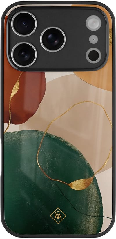 Casimoda® hoesje - Geschikt voor iPhone 17 Pro - Earthy Luxe - Luxe Hard Case Zwart - Backcover telefoonhoesje - Multi
