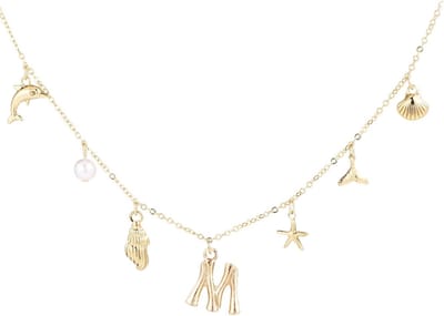 Gouden Schelp Letterketting van 45 cm, Persoonlijke Sieraad met Strandthema voor Verjaardag en Jubileum, Perfect Cadeau voor Vrouwen en Meisjes