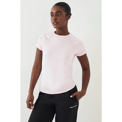 Dames DSGN Studio Loose Fit Mesh Insert Korte Mouw T-Shirt | Marshmallow Pink | Maat: XS