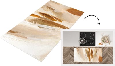 Keukenloper - Loper keuken - Verf - Bruin - Beige - 120x60 cm - Keukenloper vinyl