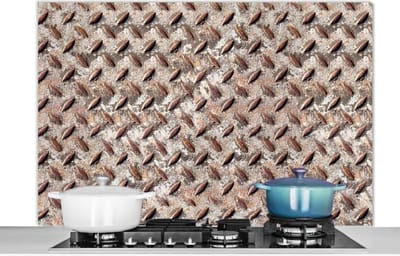Spatscherm keuken 120x80 cm - Kookplaat achterwand Metaal - Platen - Roest print - Patronen - Muurbeschermer - Spatwand fornuis - Hoogwaardig aluminium