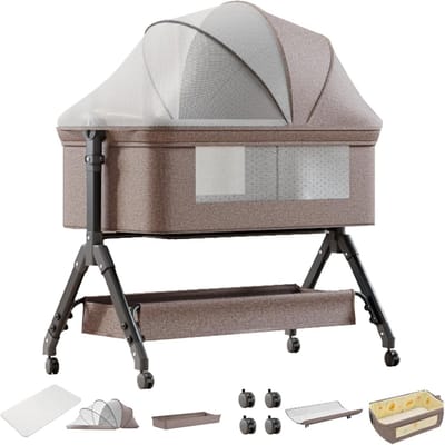 Opvouwbare Co-Sleeper Wieg met Verstelbare Hoogte en Schuine Stand