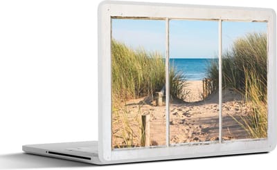 Laptop sticker - 17.3 inch - Doorkijk - Strand - Zee - 40x30cm - Laptopstickers - Laptop skin - Cover