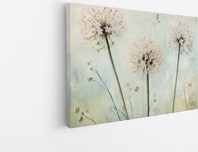Canvas Schilderij - Dandelions in Rustieke Stijl - Zachte Pasteltinten - Foto op canvas - Moderne Wanddecoratie - Interieur Styling - 45x30