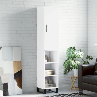 vidaXL - Hoge - kast - 34,5x34x180 - cm - bewerkt - hout - wit