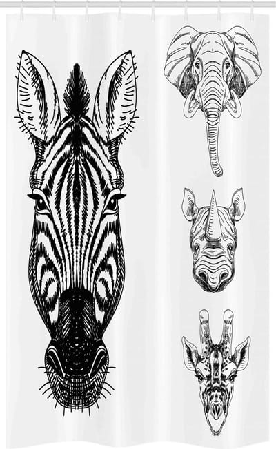 ABAKUHAUS Douchgordijn – Safari Dierenwereld Schets, 120x180 cm, stof