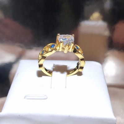 Bloem Blauwe Tip Zirconium Hart Ring Galvanisch Verguld Kleur Beschermingsring No. 10 gray