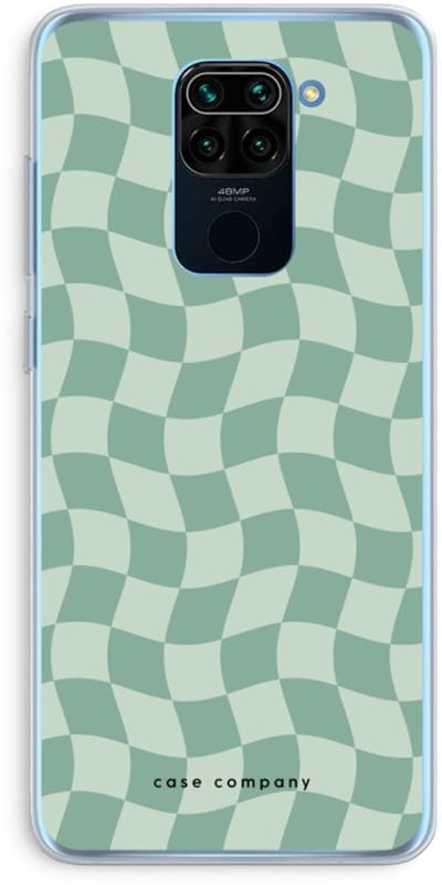 Case Company® - Hoesje geschikt voor Xiaomi Redmi Note 9 hoesje - Grid Groen - Soft Cover Telefoonhoesje - Bescherming aan alle Kanten en Schermrand