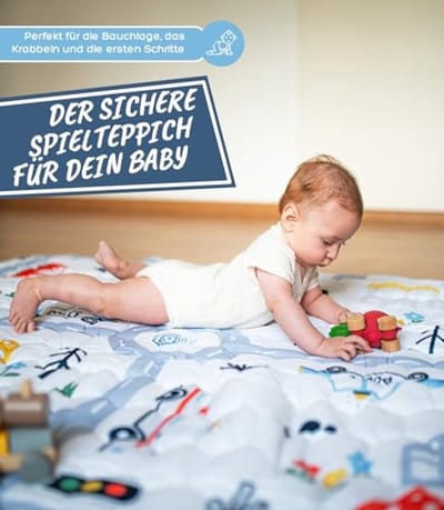 Babymat 127x127 cm - Opvouwbare, wasbare speeldeken met antislip - Sensorische stadsspeelmat voor kruipen en spelen