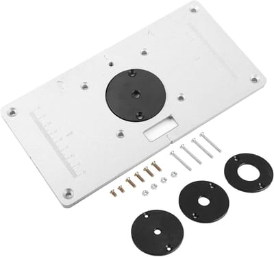 Freestafel Inlegplaat - Router Tafel Insert - Houtbewerking Precisie - Inclusief 4 Ringen - 235 x 120 mm - Aluminium