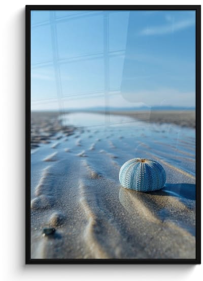 Poster in lijst - Fotolijst 80x120 cm - Posters - Strand - Schild - Water - Blauw - Posterlijst zwart - Decoratie - Wanddecoratie woonkamer - Muurdecoratie slaapkamer