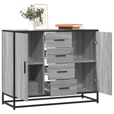 vidaXL - Dressoir - 92x35x76 - cm - bewerkt - hout - grijs - sonoma - eikenkleurig