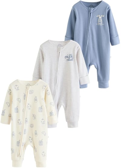 Next - Jongens - Verpakking van 3 babyslaappakjes met tweewegrits - Blauw