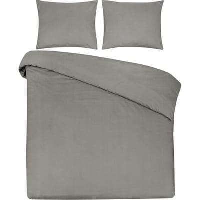 DoubleDry Dekbedovertrek 100% Natuurlijk Katoen - Eenpersoons 140x200/220 cm + 1 Kussensloop - Ademend & Zacht - Greige