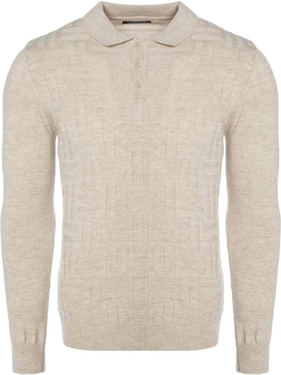 Carisma Heren Trui Polokraag Gewerkt Beige 7881 - XL