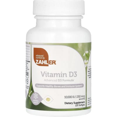 Zahler, Vitamine D3, Formule D3 avancée, 250 mcg (10 000 UI), 120 gélules