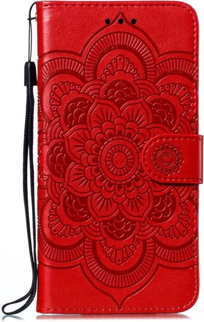Coverup Mandala Bloemen Book Case - Geschikt voor Samsung Galaxy M21 Hoesje - Rood