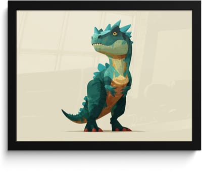 Poster in lijst - Fotolijst 40x30 cm - Posters - Stekels - Dino - Blauw - Gespierd - Posterlijst zwart - Decoratie - Wanddecoratie woonkamer - Muurdecoratie slaapkamer