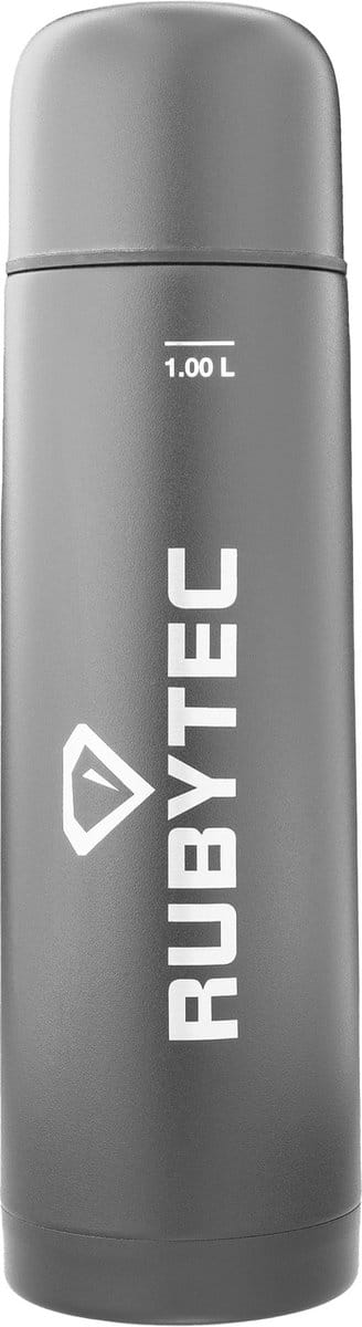 Rubytec Shira Vacuüm Drinkfles 1 liter - Thermosbeker - RVS Waterfles - Handige Schroefdop en Drinkbeker - Thermosfles - Vacuüm Behoudende Getter - Urenlang Koud of Warm Drinken - Lekvrij - BPA-vrij - Donkergrijs