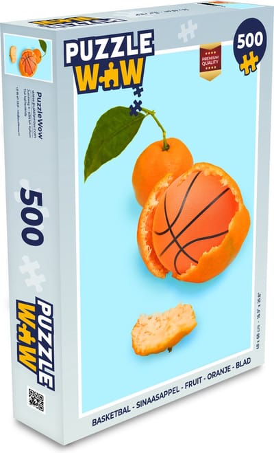 Puzzel Basketbal - Sinaasappel - Fruit - Oranje - Blad - Legpuzzel - Puzzel 500 stukjes