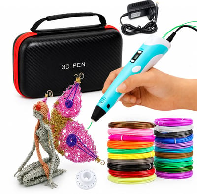 XXL 3D Pen Starterspakket voor kinderen – 100 m filament, 20 kleuren – 3D tekenen – Geavanceerd starterspakket met vul‑ en navulfilament