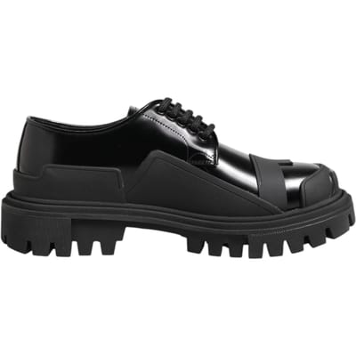 Dolce & Gabbana Zwarte Patenten Leren Trekking Derby Shoes