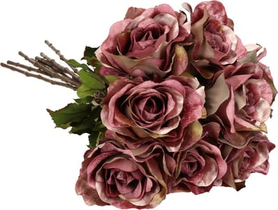 Top Art Kunstbloemen boeket roos Glamour - 8x - donker roze - satijn - 61 cm - decoratie bloemen