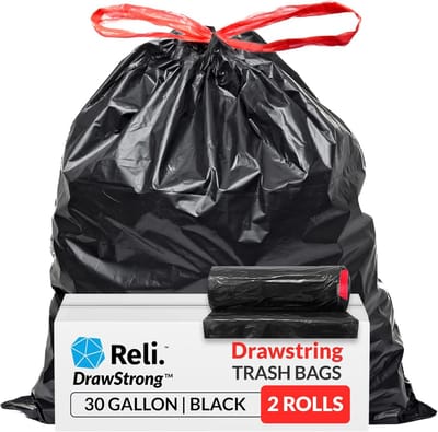 Zwarte 33 Gallon Prullenzakken met Trekkoord - 150 Stuks - Heavy Duty Vuilniszakken