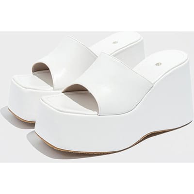 Liyke Designer Open Teen Wiggen Slippers Voor Dames Knusse Zachtroze Leren Chunky Platform Sandalen Vrouwenschoenen Hoge Hakken Slides 40 white