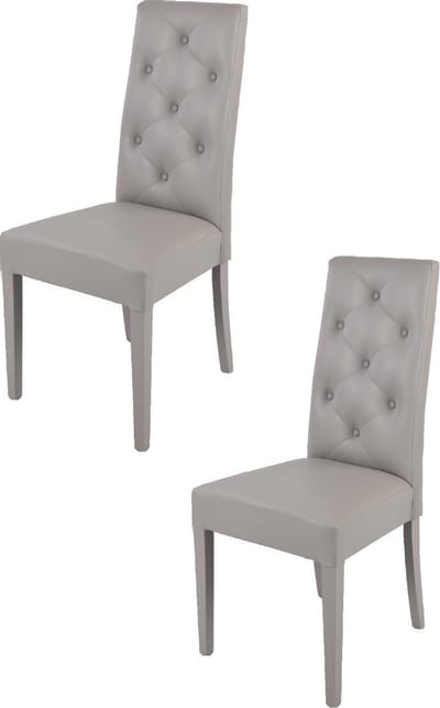 Tommychairs Chantal - Eetkamerstoelen - Set van 2 - Licht Grijs - Kunstleer & Hout