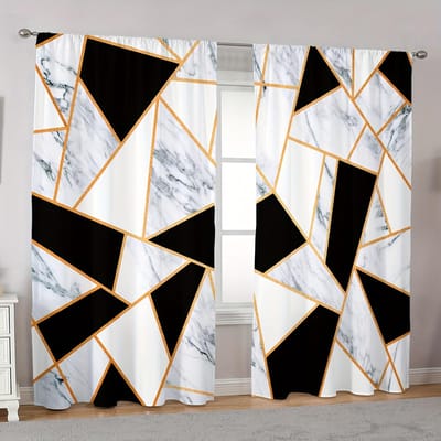 2-delige set Geometrisch bloemenprint Gordijnen Tunnelzakontwerp Polyester Voor Woonkamer Slaapkamer Keuken Meer - Onderhoudsvriendelijk 100W130H(CM)40x51in&Grommet Top