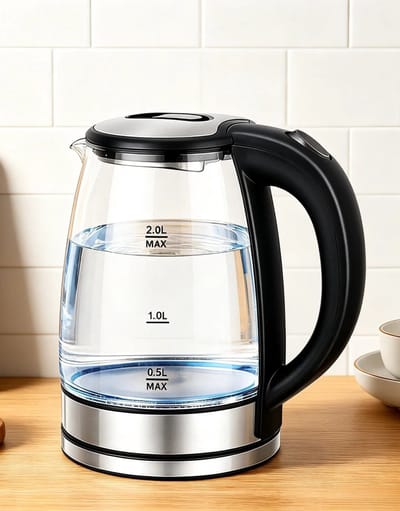 Linkforu - Elektrische Glazen Waterkoker – Automatische Uitschakeling Tegen Droog Koken en Overhitting - Blauw Led Licht – BPA Vrij - RVS - 1800 Watt – 2 Ltr.